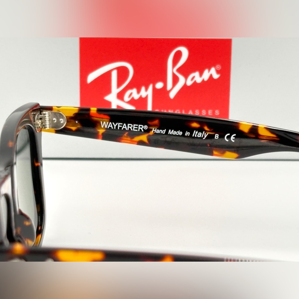 Ray-Ban Wayfarer RB 2140 902 50mm Green Classic G-15 Sunglasses Tortoise 501 - Picture 12 of 14